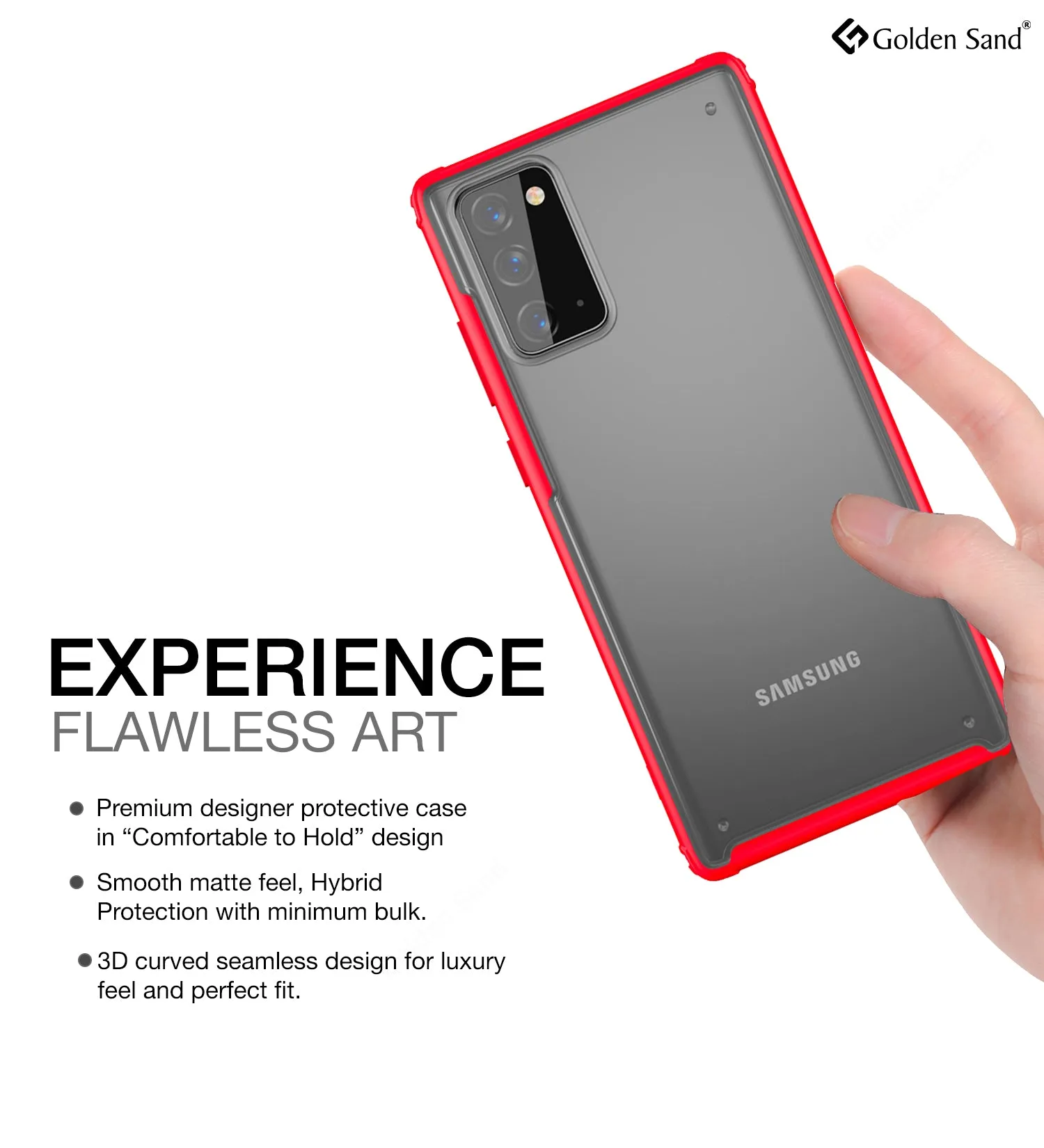 Rugged Frosted Semi Transparent PC Shock Proof Slim Back Cover for Samsung Galaxy Note 20, Red