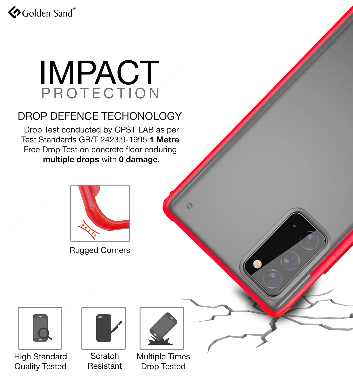 Rugged Frosted Semi Transparent PC Shock Proof Slim Back Cover for Samsung Galaxy Note 20, Red