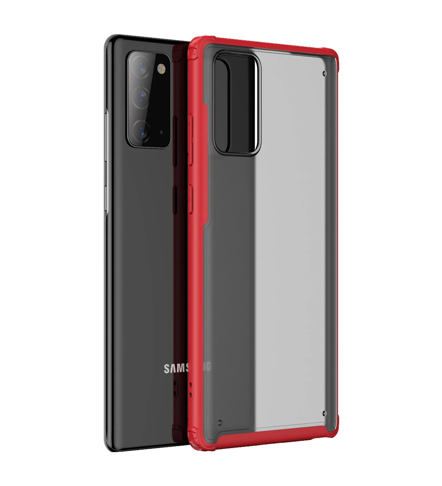 Rugged Frosted Semi Transparent PC Shock Proof Slim Back Cover for Samsung Galaxy Note 20, Red
