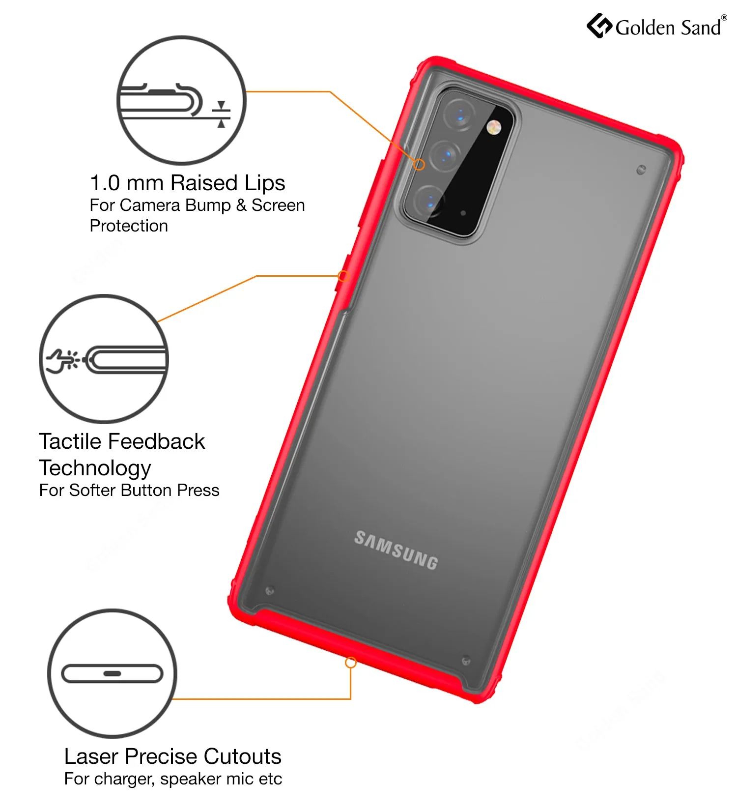 Rugged Frosted Semi Transparent PC Shock Proof Slim Back Cover for Samsung Galaxy Note 20, Red