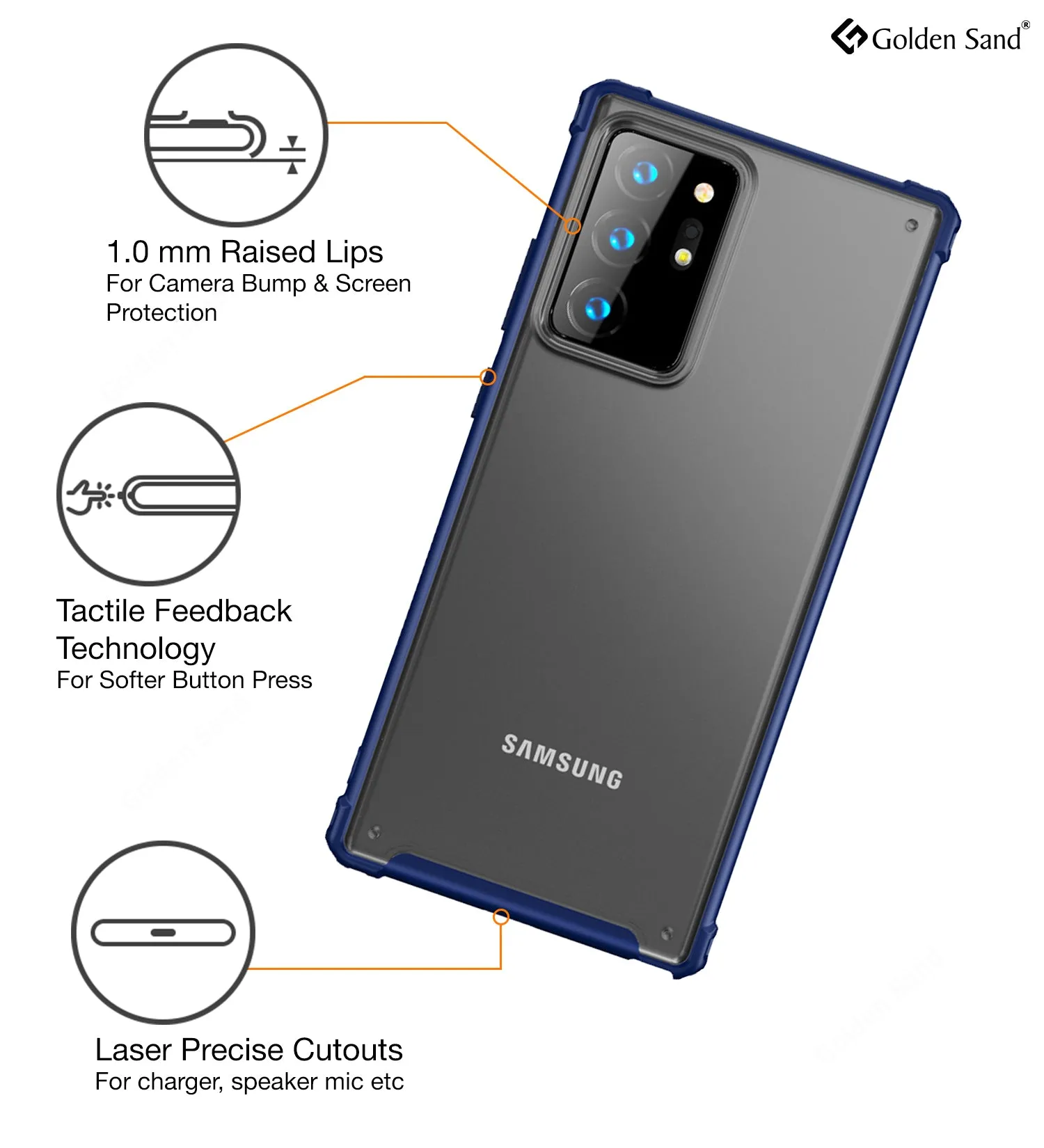 Rugged Frosted Semi Transparent PC Shock Proof Slim Back Cover for Samsung Galaxy Note 20 Ultra, Blue