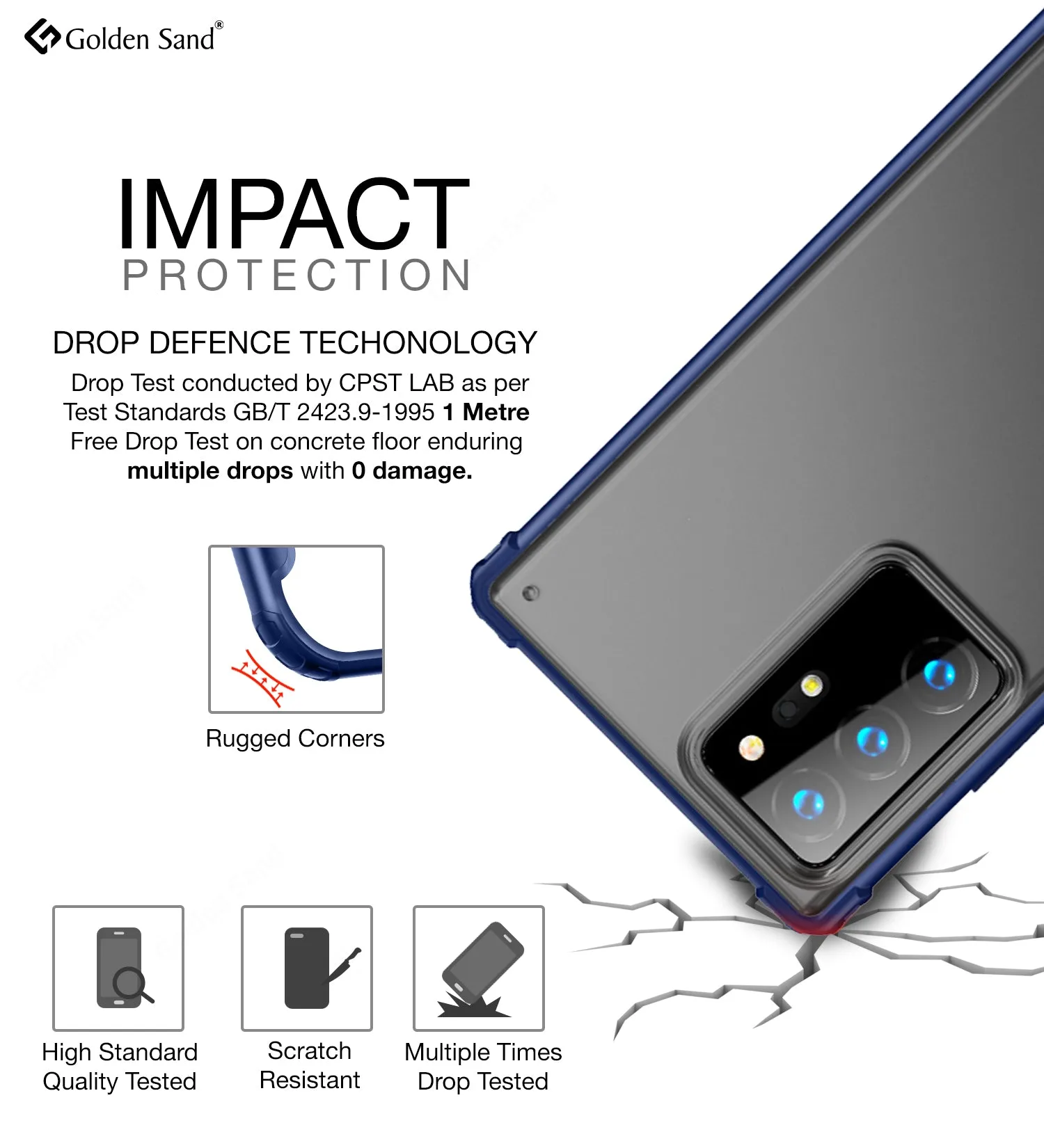 Rugged Frosted Semi Transparent PC Shock Proof Slim Back Cover for Samsung Galaxy Note 20 Ultra, Blue