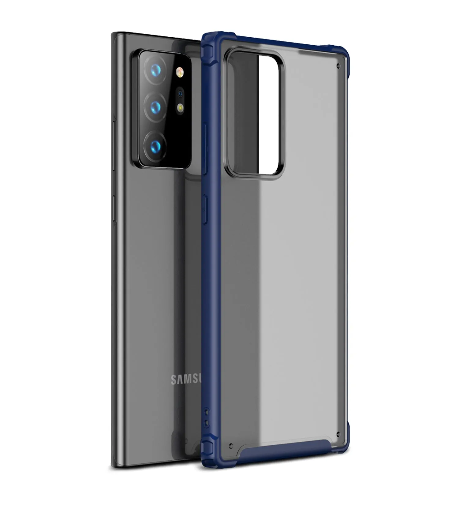 Rugged Frosted Semi Transparent PC Shock Proof Slim Back Cover for Samsung Galaxy Note 20 Ultra, Blue