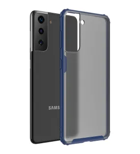 Rugged Frosted Semi Transparent PC Shock Proof Slim Back Cover for Samsung Galaxy S21 5G, 6.2 inch, Blue