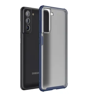 Rugged Frosted Semi Transparent PC Shock Proof Slim Back Cover for Samsung Galaxy S21 FE 5G, Samsung Galaxy S21 FE 5G 2023 (Snapdragon 888), 6.41 inch, Blue