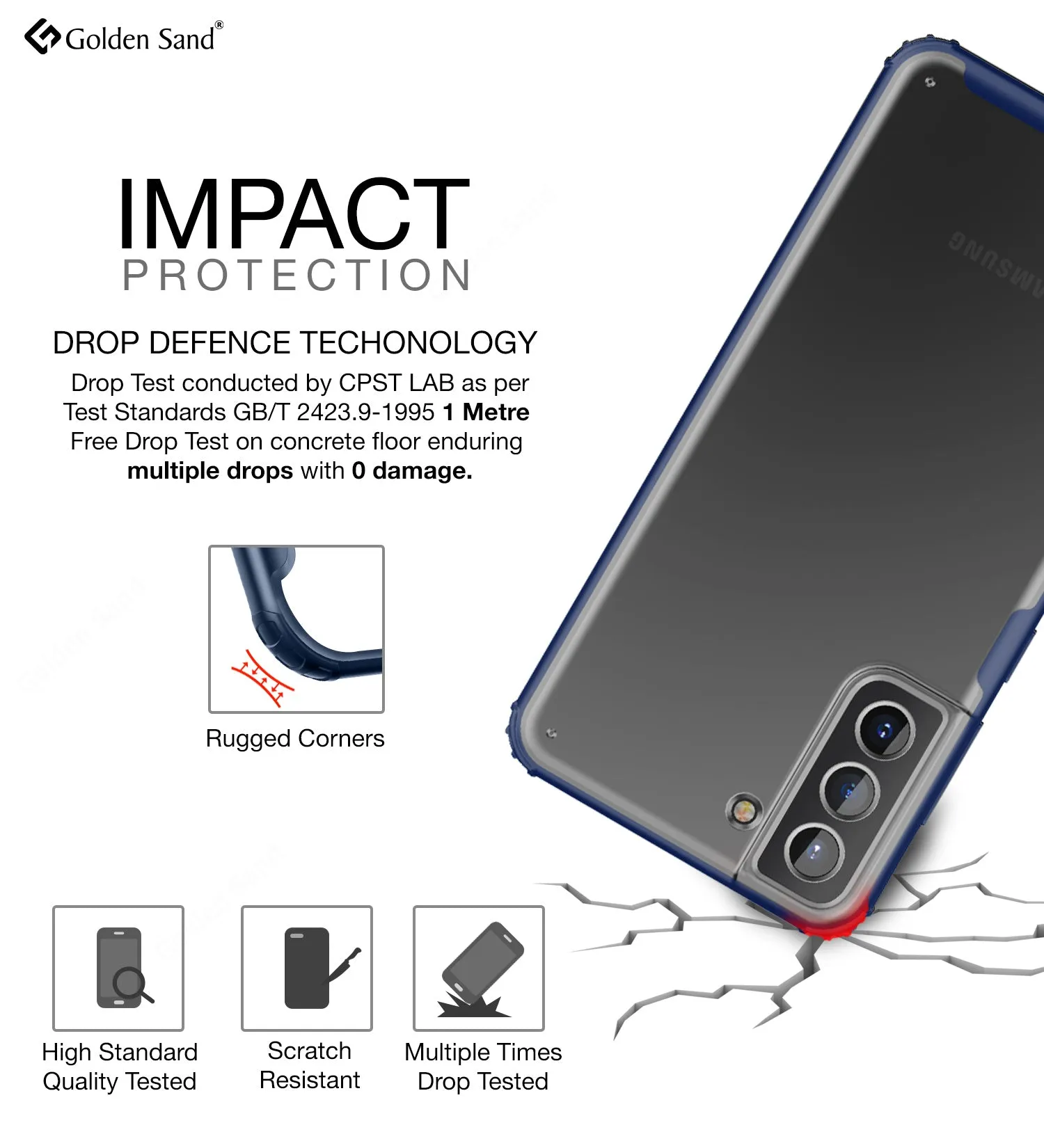 Rugged Frosted Semi Transparent PC Shock Proof Slim Back Cover for Samsung Galaxy S21 FE 5G, Samsung Galaxy S21 FE 5G 2023 (Snapdragon 888), 6.41 inch, Blue