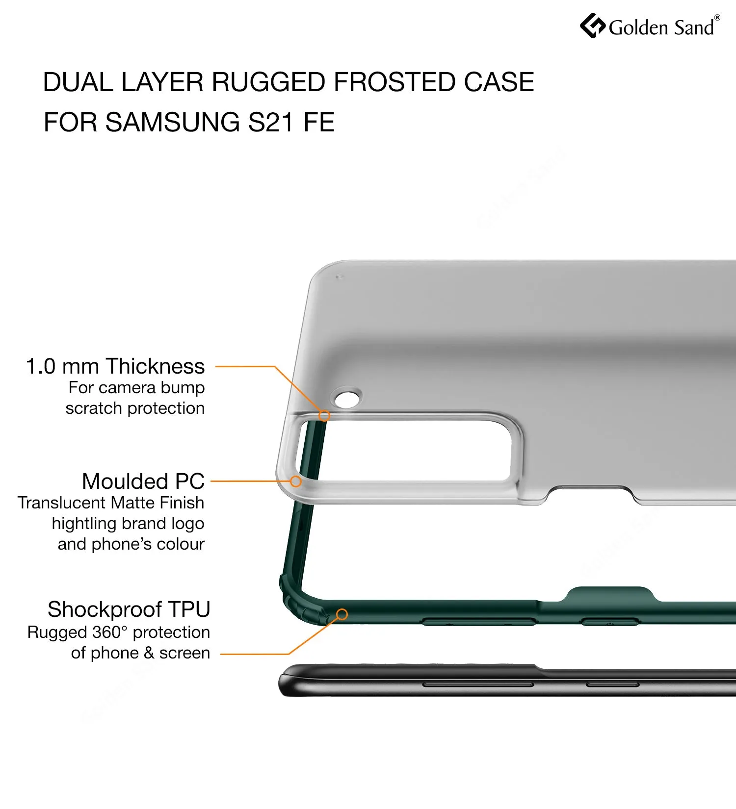 Rugged Frosted Semi Transparent PC Shock Proof Slim Back Cover for Samsung Galaxy S21 FE 5G, Samsung Galaxy S21 FE 5G 2023 (Snapdragon 888), 6.41 inch, Green