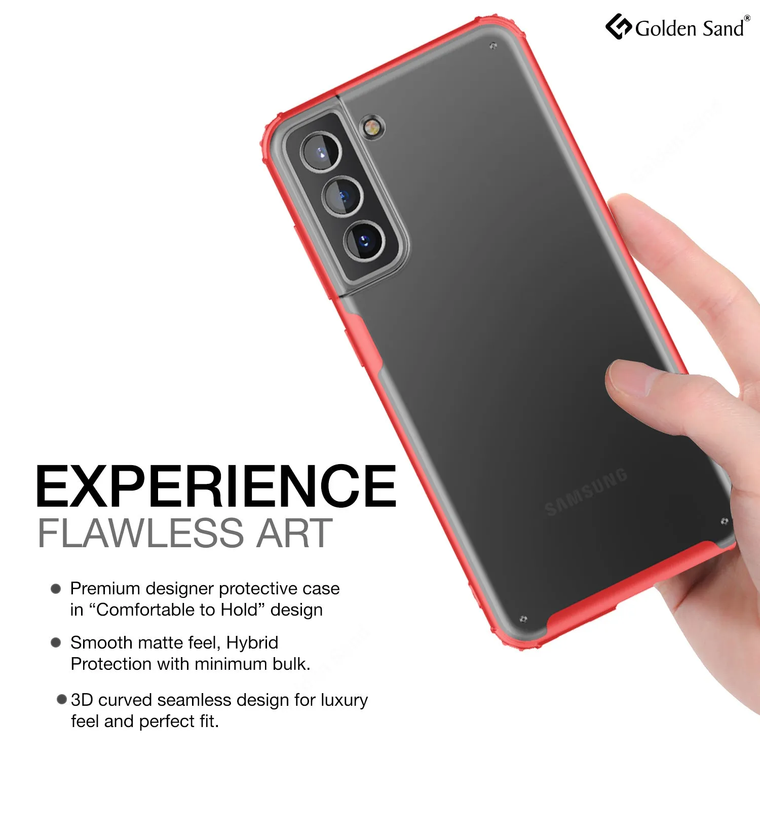 Rugged Frosted Semi Transparent PC Shock Proof Slim Back Cover for Samsung Galaxy S21 FE 5G, Samsung Galaxy S21 FE 5G 2023 (Snapdragon 888), 6.41 inch, Red