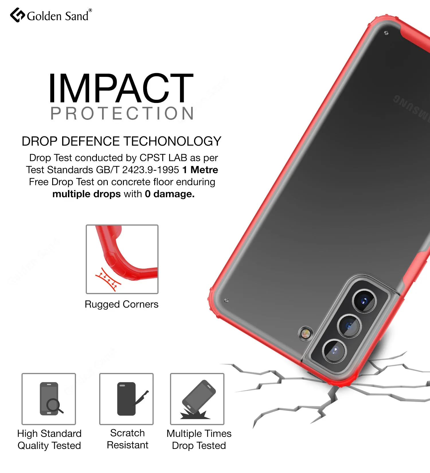 Rugged Frosted Semi Transparent PC Shock Proof Slim Back Cover for Samsung Galaxy S21 FE 5G, Samsung Galaxy S21 FE 5G 2023 (Snapdragon 888), 6.41 inch, Red