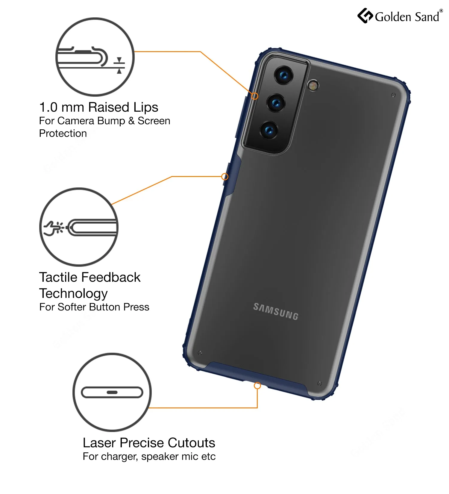 Rugged Frosted Semi Transparent PC Shock Proof Slim Back Cover for Samsung Galaxy S21 Plus, 6.7 inch, Blue