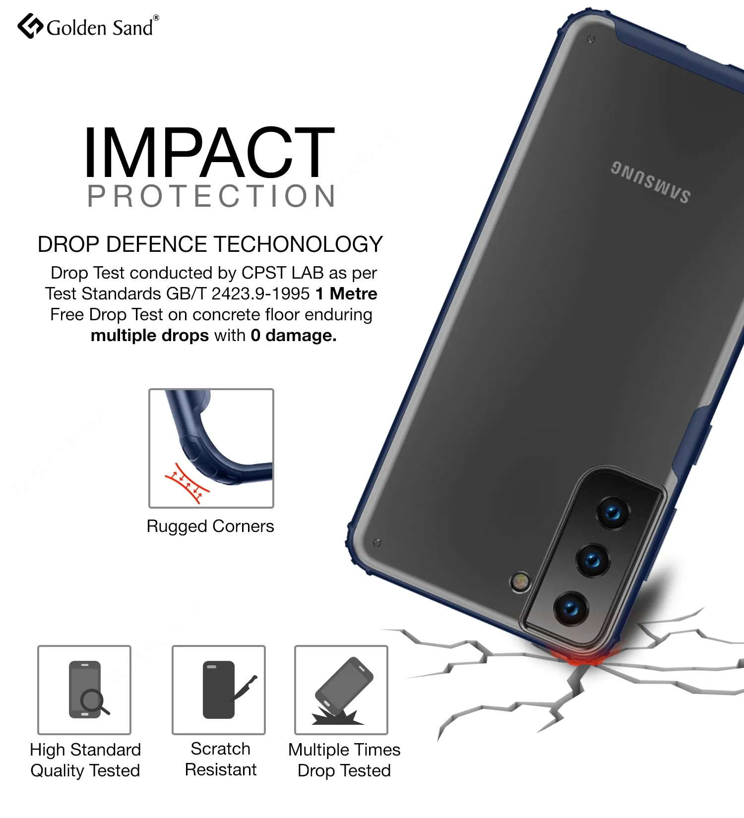 Rugged Frosted Semi Transparent PC Shock Proof Slim Back Cover for Samsung Galaxy S21 Plus, 6.7 inch, Blue
