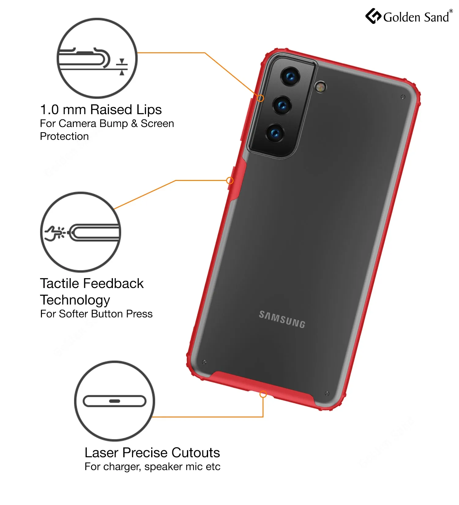 Rugged Frosted Semi Transparent PC Shock Proof Slim Back Cover for Samsung Galaxy S21 Plus, 6.7 inch, Red