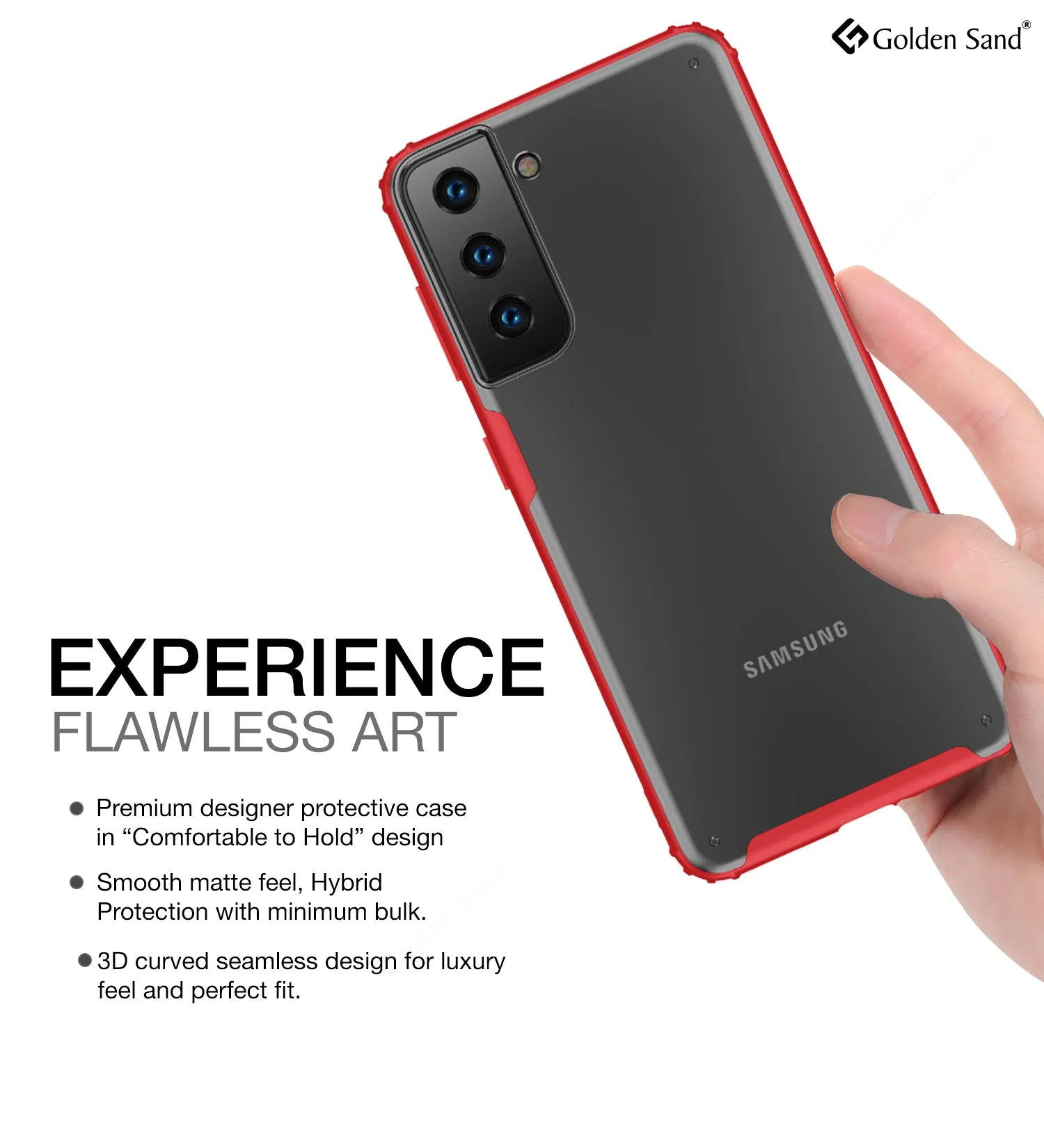 Rugged Frosted Semi Transparent PC Shock Proof Slim Back Cover for Samsung Galaxy S21 Plus, 6.7 inch, Red