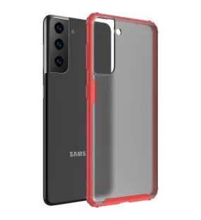 Rugged Frosted Semi Transparent PC Shock Proof Slim Back Cover for Samsung Galaxy S21 Plus, 6.7 inch, Red