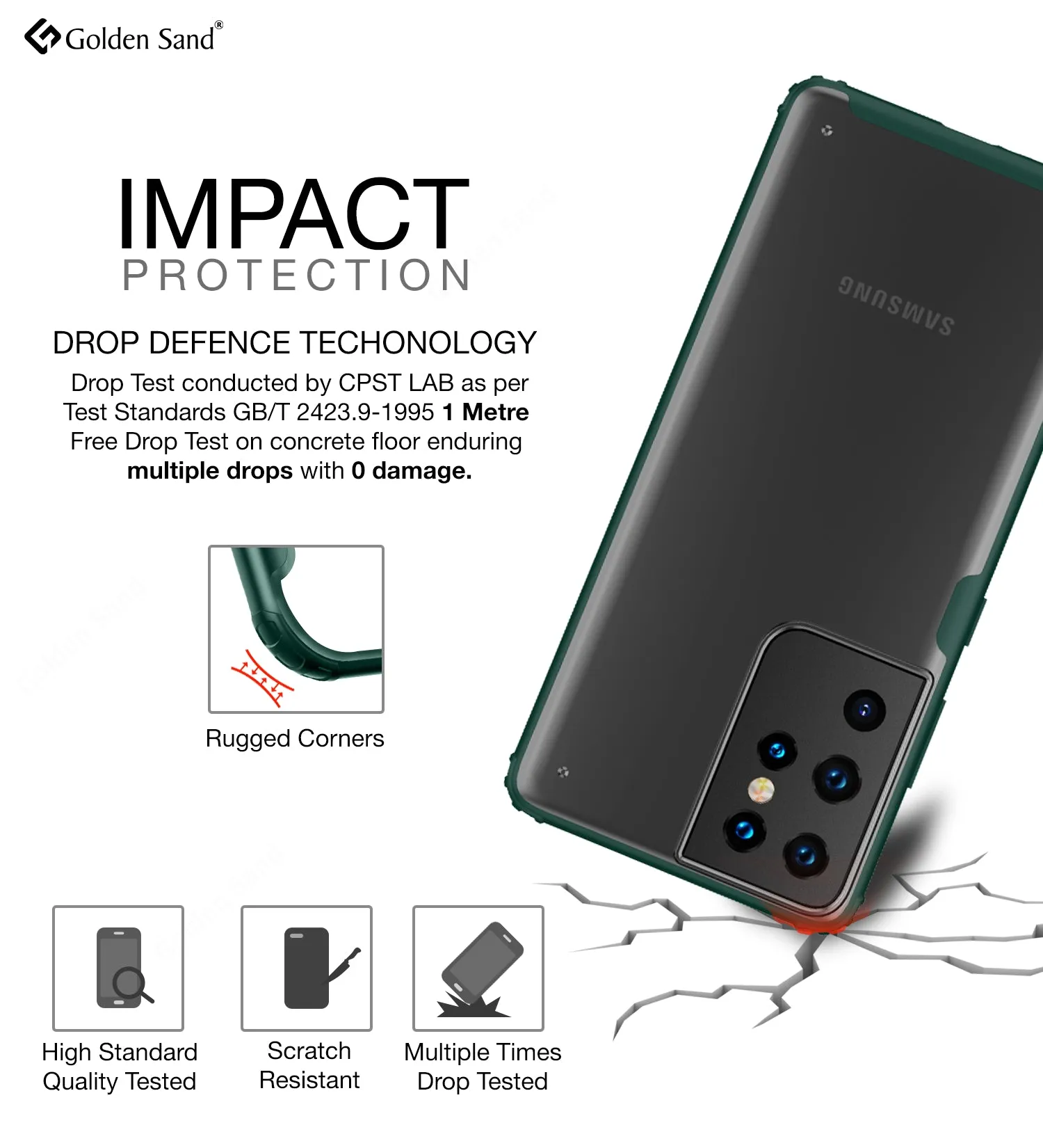 Rugged Frosted Semi Transparent PC Shock Proof Slim Back Cover for Samsung Galaxy S21 Ultra, 6.8 inch, Green