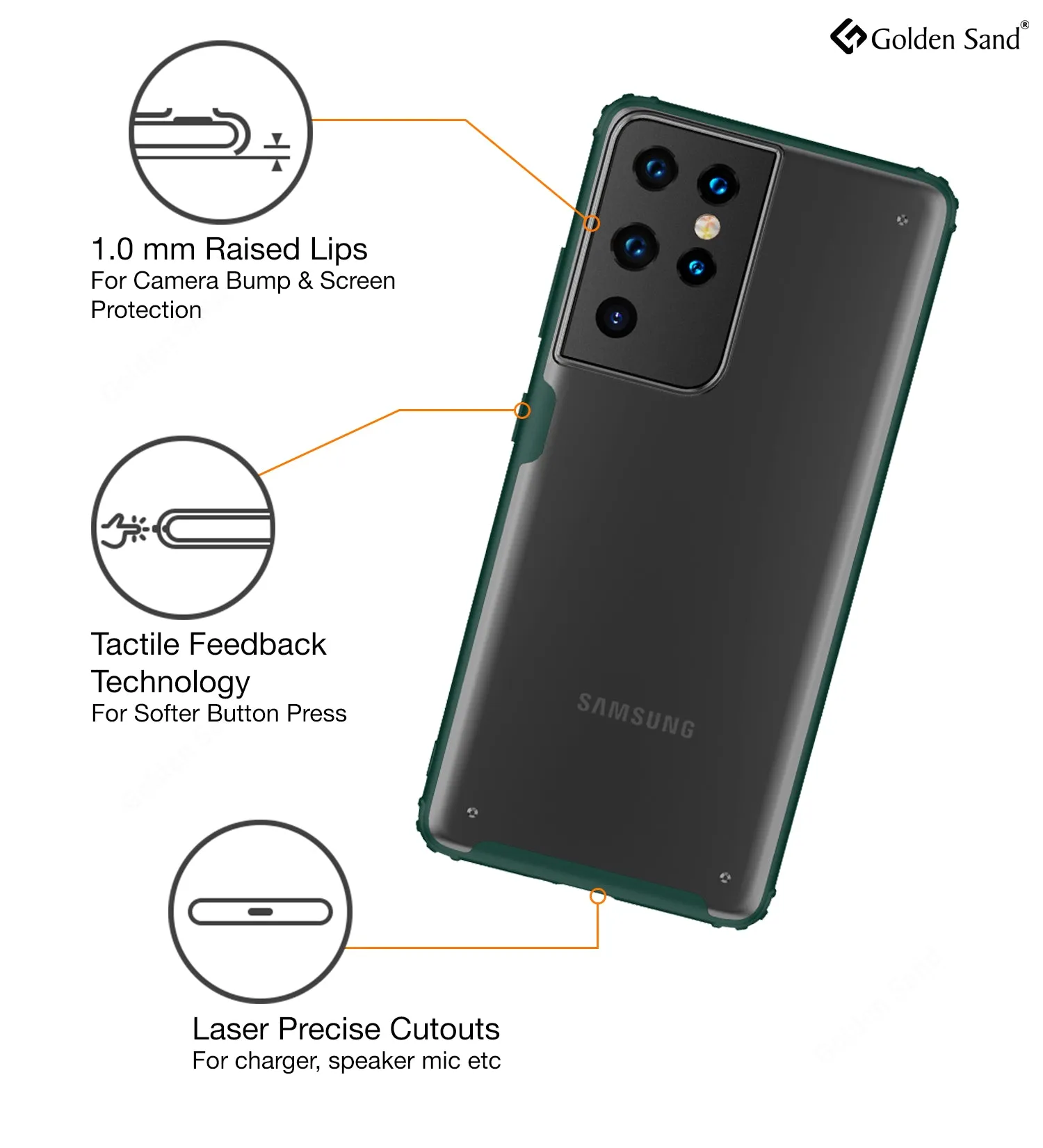 Rugged Frosted Semi Transparent PC Shock Proof Slim Back Cover for Samsung Galaxy S21 Ultra, 6.8 inch, Green
