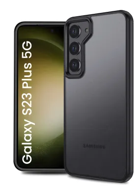 Rugged Frosted Semi Transparent PC Shock Proof Slim Back Cover for Samsung Galaxy S23  Plus 5G, 6.6 inch, Black