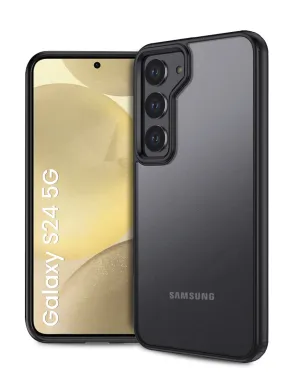 Rugged Frosted Semi Transparent PC Shock Proof Slim Back Cover for Samsung Galaxy S24 5G, 6.2 inch, Black