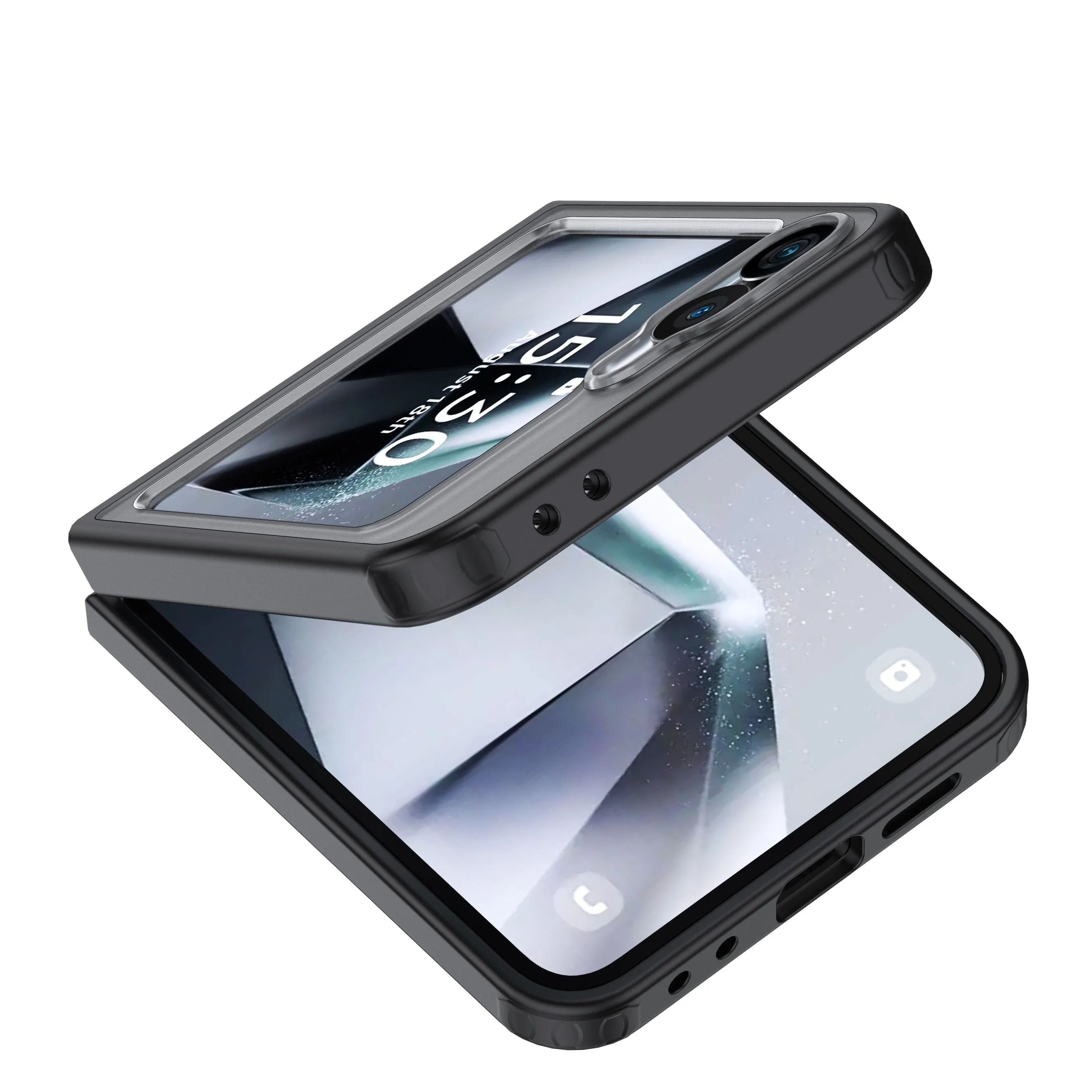 Rugged Frosted Semi Transparent PC Shock Proof Slim Back Cover for Samsung Galaxy Z Flip 6, 6.7 inch, Black