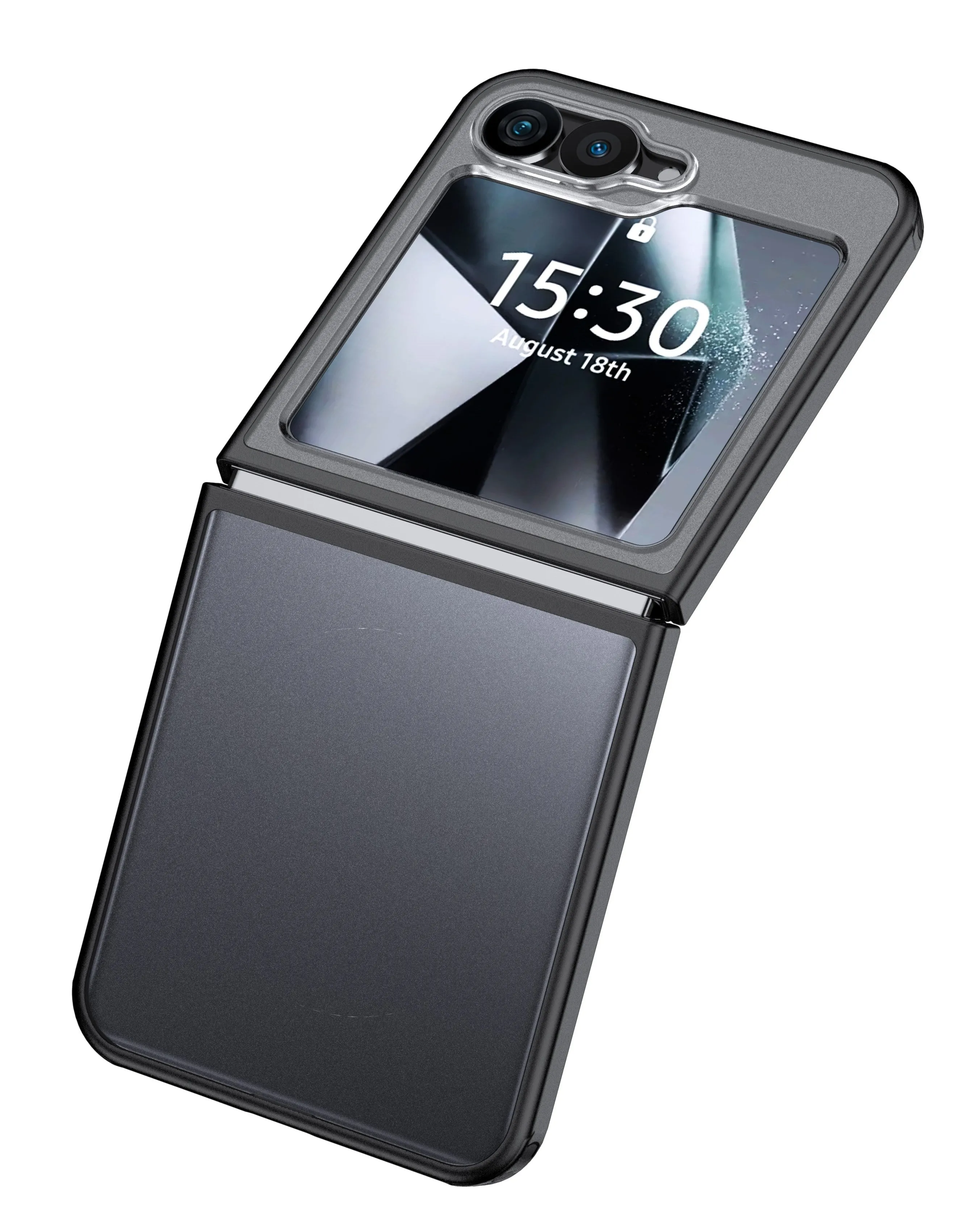 Rugged Frosted Semi Transparent PC Shock Proof Slim Back Cover for Samsung Galaxy Z Flip 6, 6.7 inch, Black