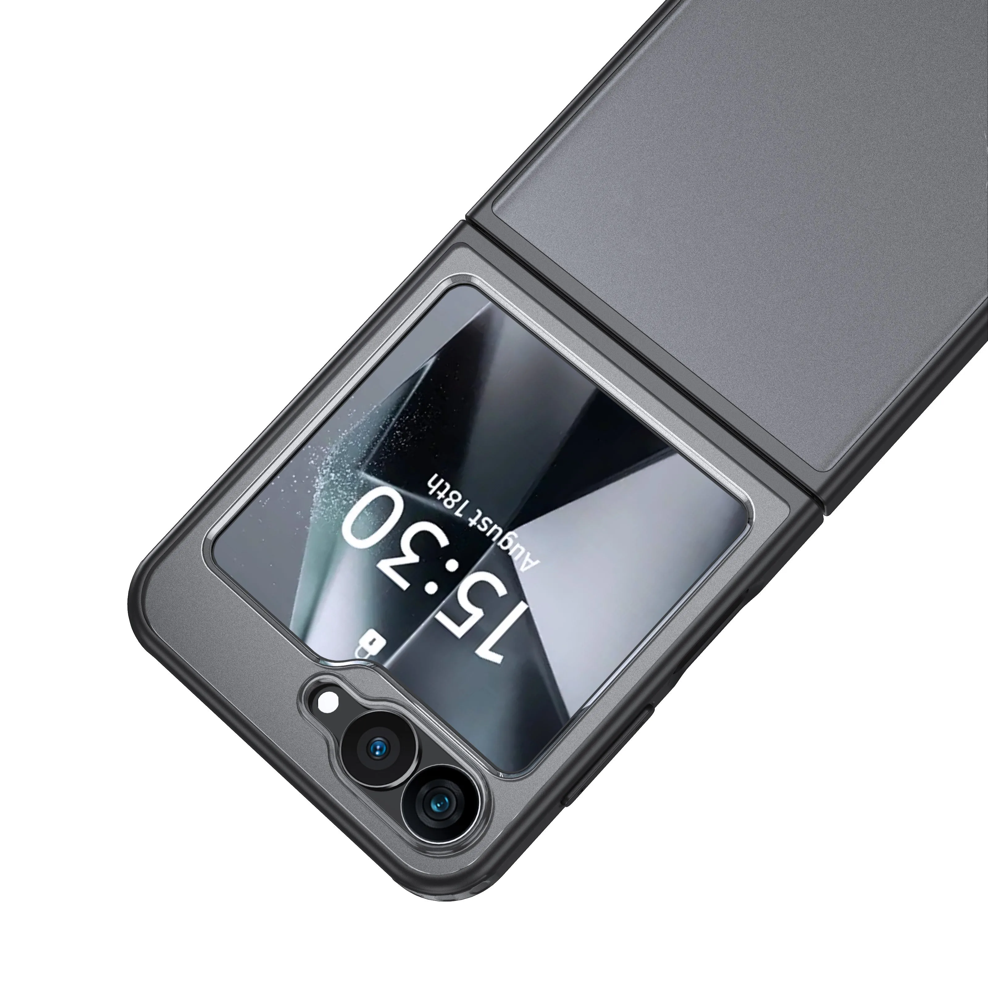 Rugged Frosted Semi Transparent PC Shock Proof Slim Back Cover for Samsung Galaxy Z Flip 6, 6.7 inch, Black