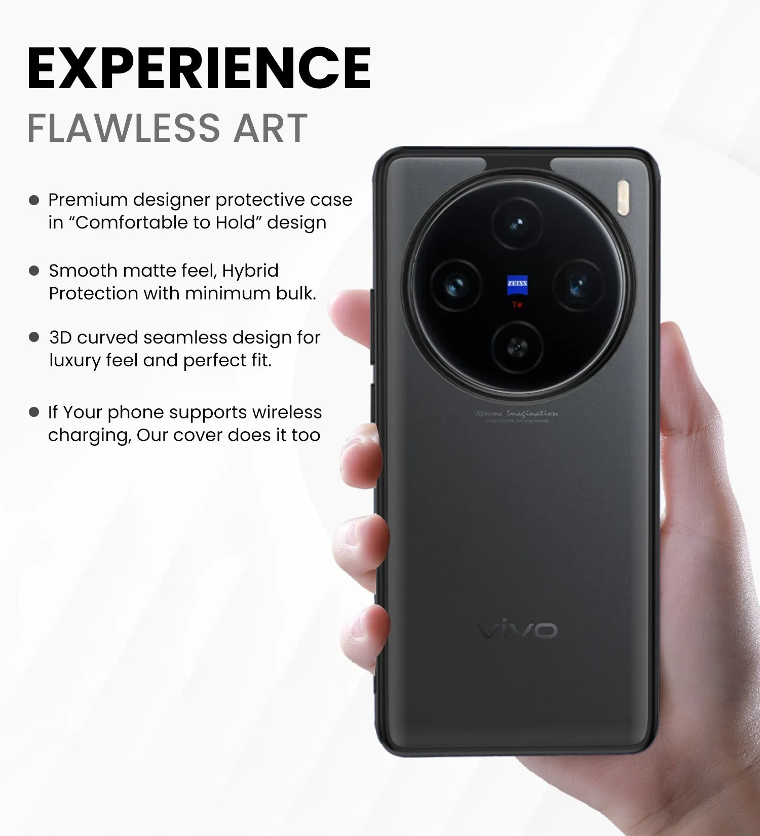 Rugged Frosted Semi Transparent PC Shock Proof Slim Back Cover for Vivo X100 5G, 6.78 inch, Black