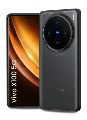 Rugged Frosted Semi Transparent PC Shock Proof Slim Back Cover for Vivo X100 5G, 6.78 inch, Black