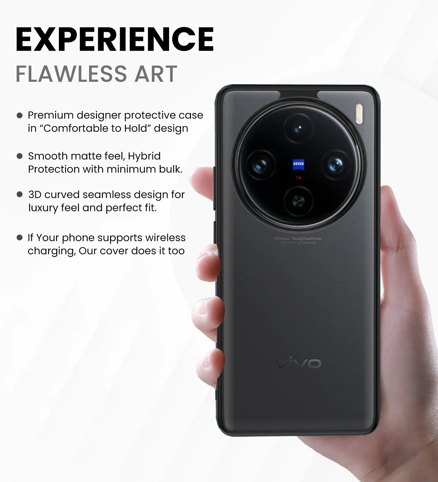 Rugged Frosted Semi Transparent PC Shock Proof Slim Back Cover for Vivo X100 Pro 5G, 6.78 inch, Black