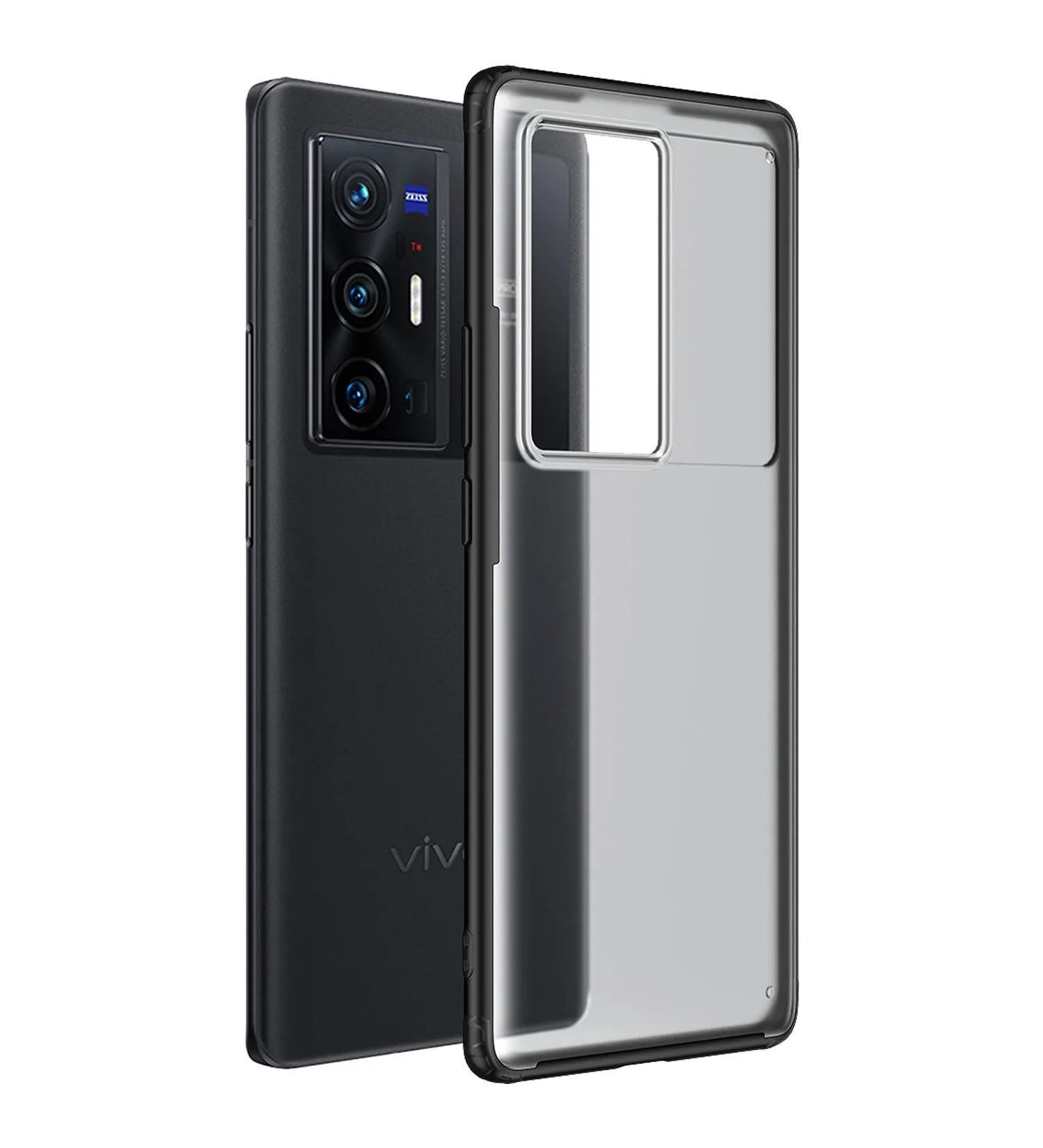 Rugged Frosted Semi Transparent PC Shock Proof Slim Back Cover for Vivo X70 Pro Plus, Vivo X70 Pro  [Not for Vivo X70 Pro], 6.78 inch, Black
