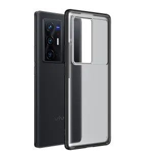 Rugged Frosted Semi Transparent PC Shock Proof Slim Back Cover for Vivo X70 Pro Plus, Vivo X70 Pro  [Not for Vivo X70 Pro], 6.78 inch, Black