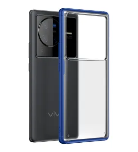 Rugged Frosted Semi Transparent PC Shock Proof Slim Back Cover for Vivo X80 Pro, 6.78 inch, Blue