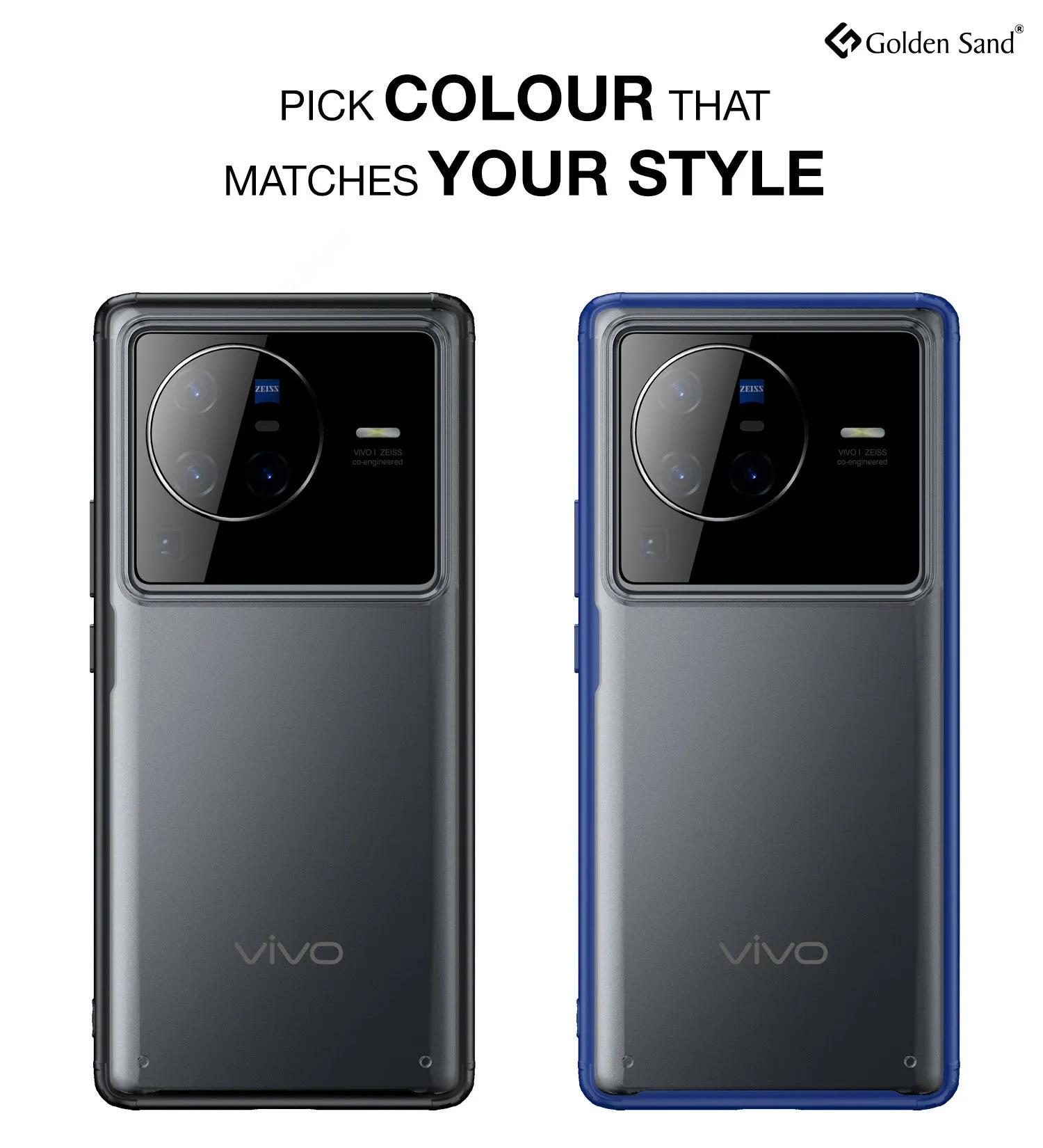 Rugged Frosted Semi Transparent PC Shock Proof Slim Back Cover for Vivo X80 Pro, 6.78 inch, Blue
