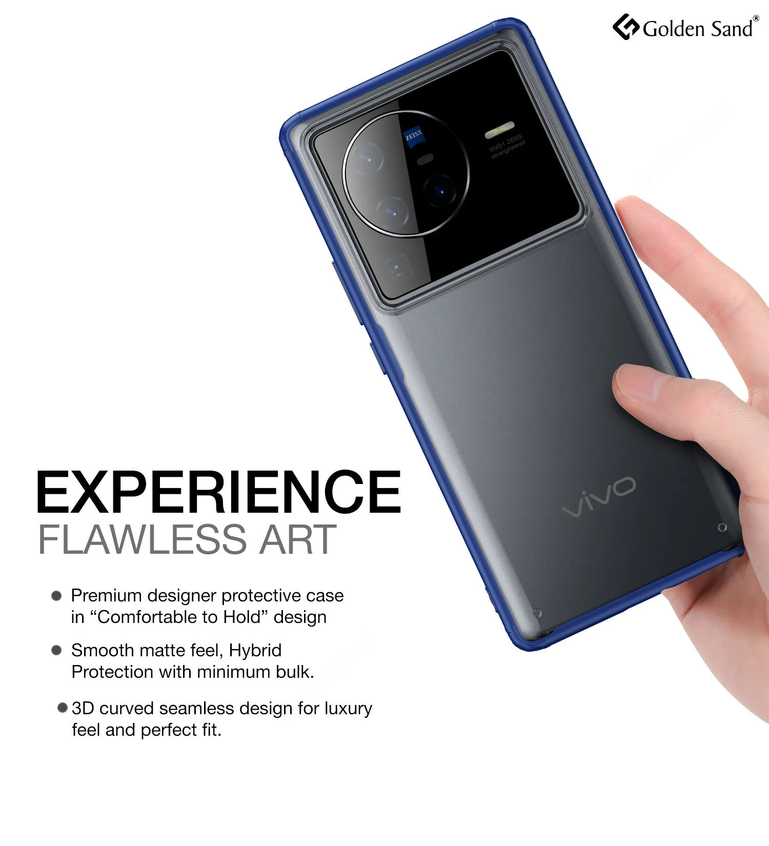 Rugged Frosted Semi Transparent PC Shock Proof Slim Back Cover for Vivo X80 Pro, 6.78 inch, Blue