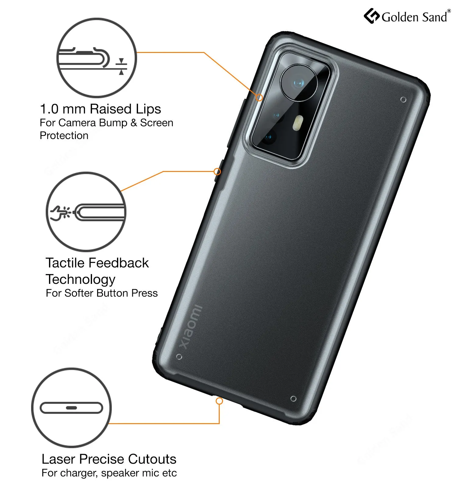 Rugged Frosted Semi Transparent PC Shock Proof Slim Back Cover for Xiaomi 12 Pro 5G, 6.73 inch, Black