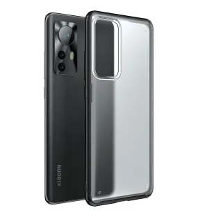Rugged Frosted Semi Transparent PC Shock Proof Slim Back Cover for Xiaomi 12 Pro 5G, 6.73 inch, Black