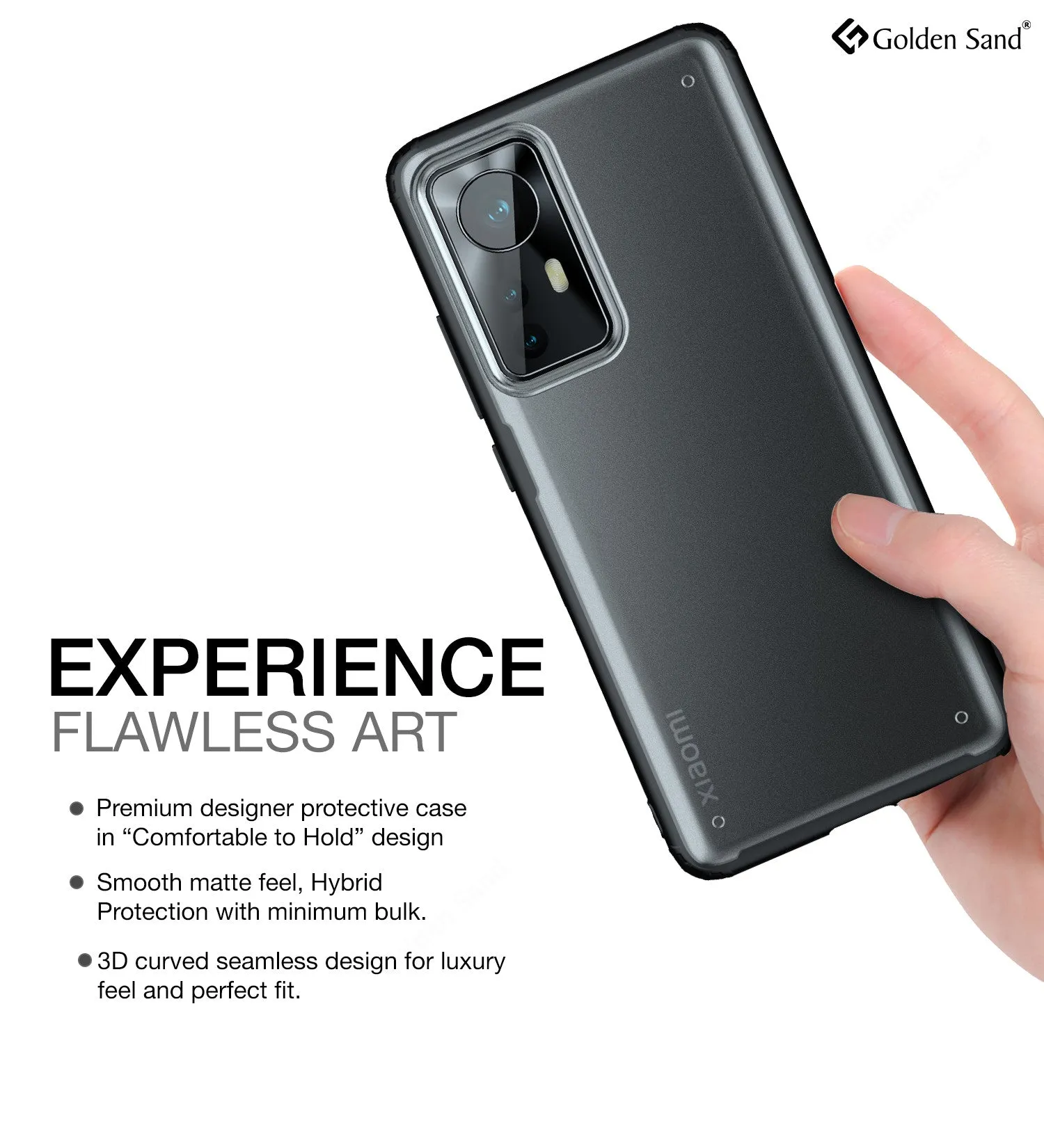 Rugged Frosted Semi Transparent PC Shock Proof Slim Back Cover for Xiaomi 12 Pro 5G, 6.73 inch, Black