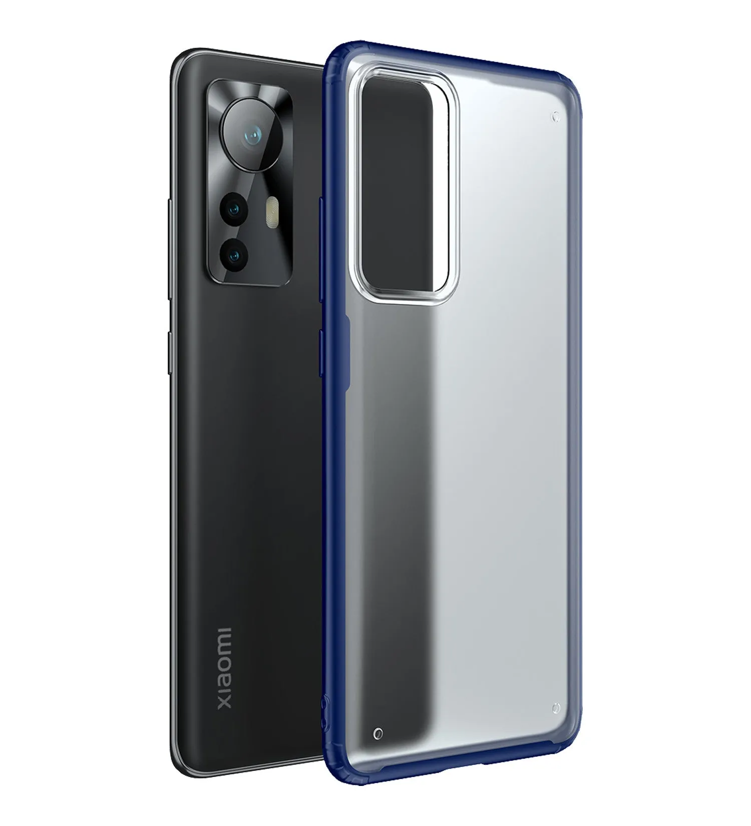 Rugged Frosted Semi Transparent PC Shock Proof Slim Back Cover for Xiaomi 12 Pro 5G, 6.73 inch, Blue