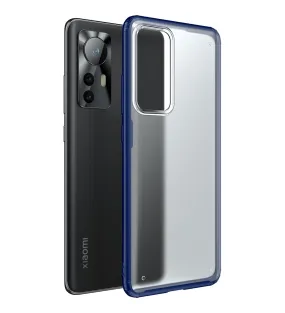 Rugged Frosted Semi Transparent PC Shock Proof Slim Back Cover for Xiaomi 12 Pro 5G, 6.73 inch, Blue