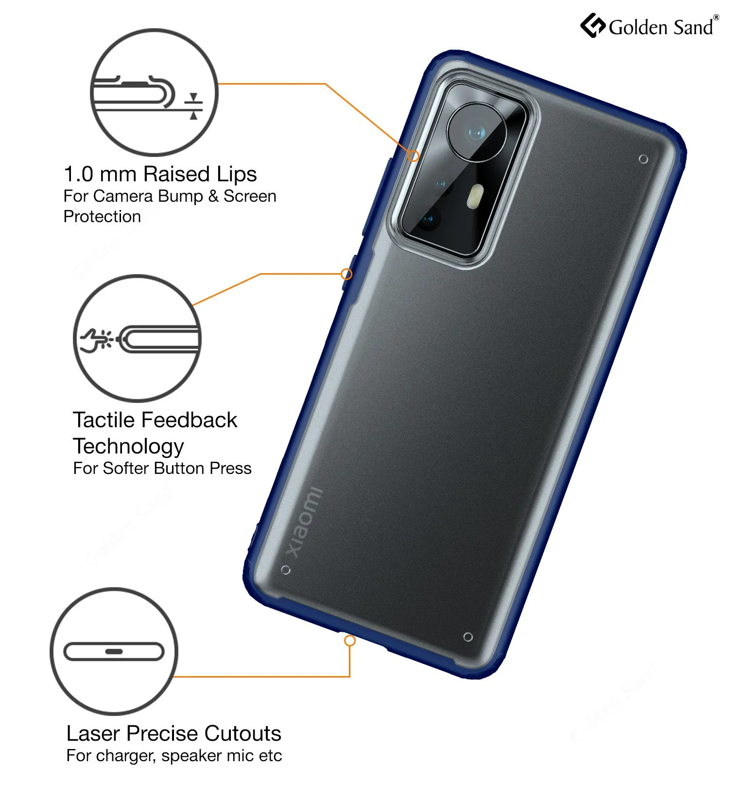 Rugged Frosted Semi Transparent PC Shock Proof Slim Back Cover for Xiaomi 12 Pro 5G, 6.73 inch, Blue