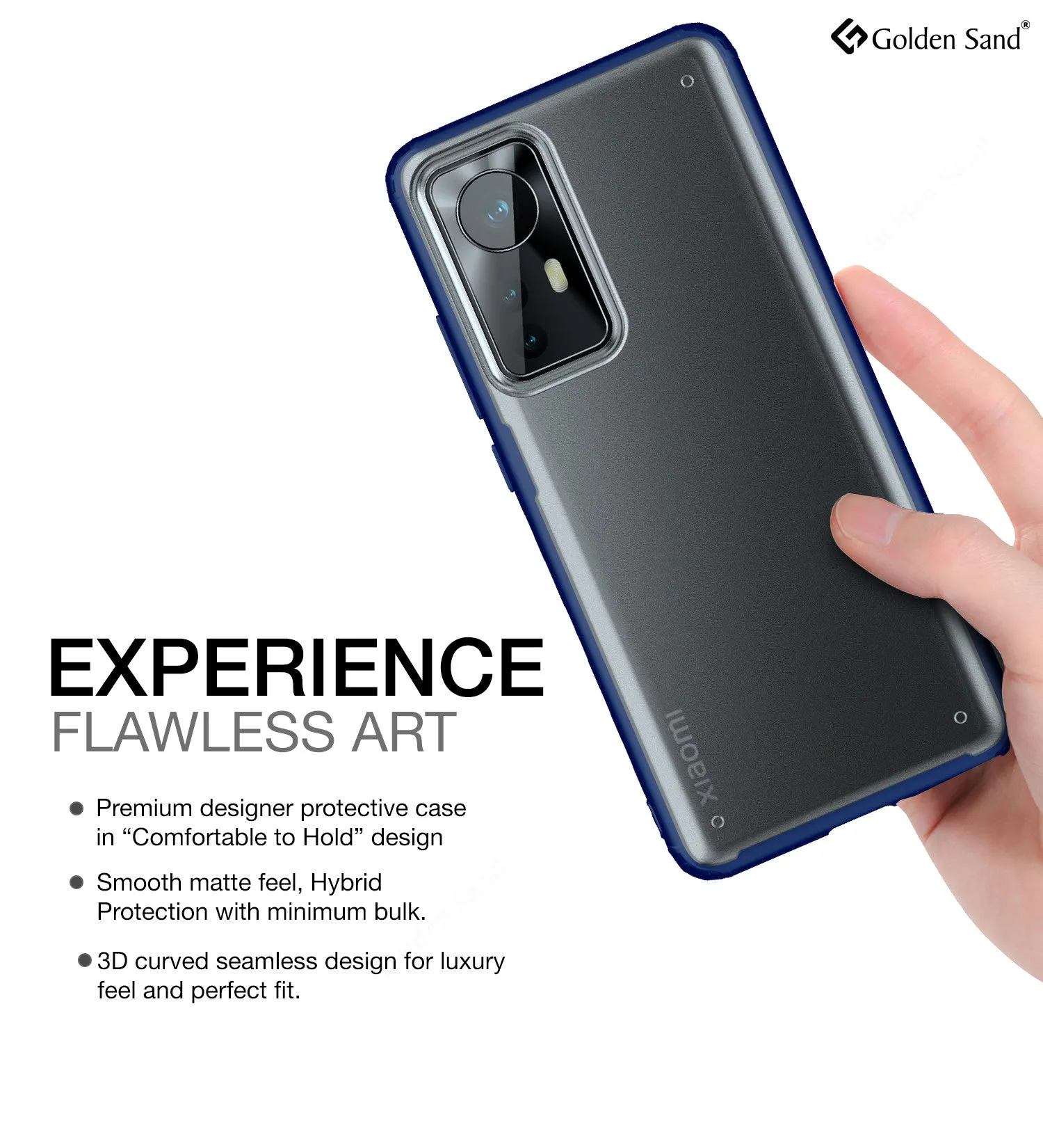 Rugged Frosted Semi Transparent PC Shock Proof Slim Back Cover for Xiaomi 12 Pro 5G, 6.73 inch, Blue