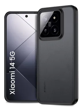 Rugged Frosted Semi Transparent PC Shock Proof Slim Back Cover for Xiaomi 14 5G, 6.36 inch, Black