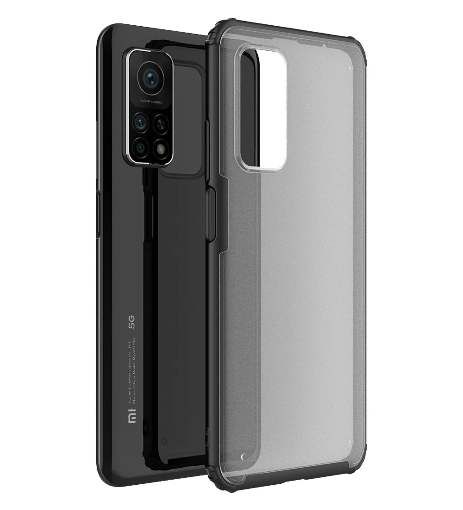 Rugged Frosted Semi Transparent PC Shock Proof Slim Back Cover for Xiaomi Mi 10T Pro, Mi10T, Black