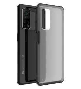 Rugged Frosted Semi Transparent PC Shock Proof Slim Back Cover for Xiaomi Mi 10T Pro, Mi10T, Black