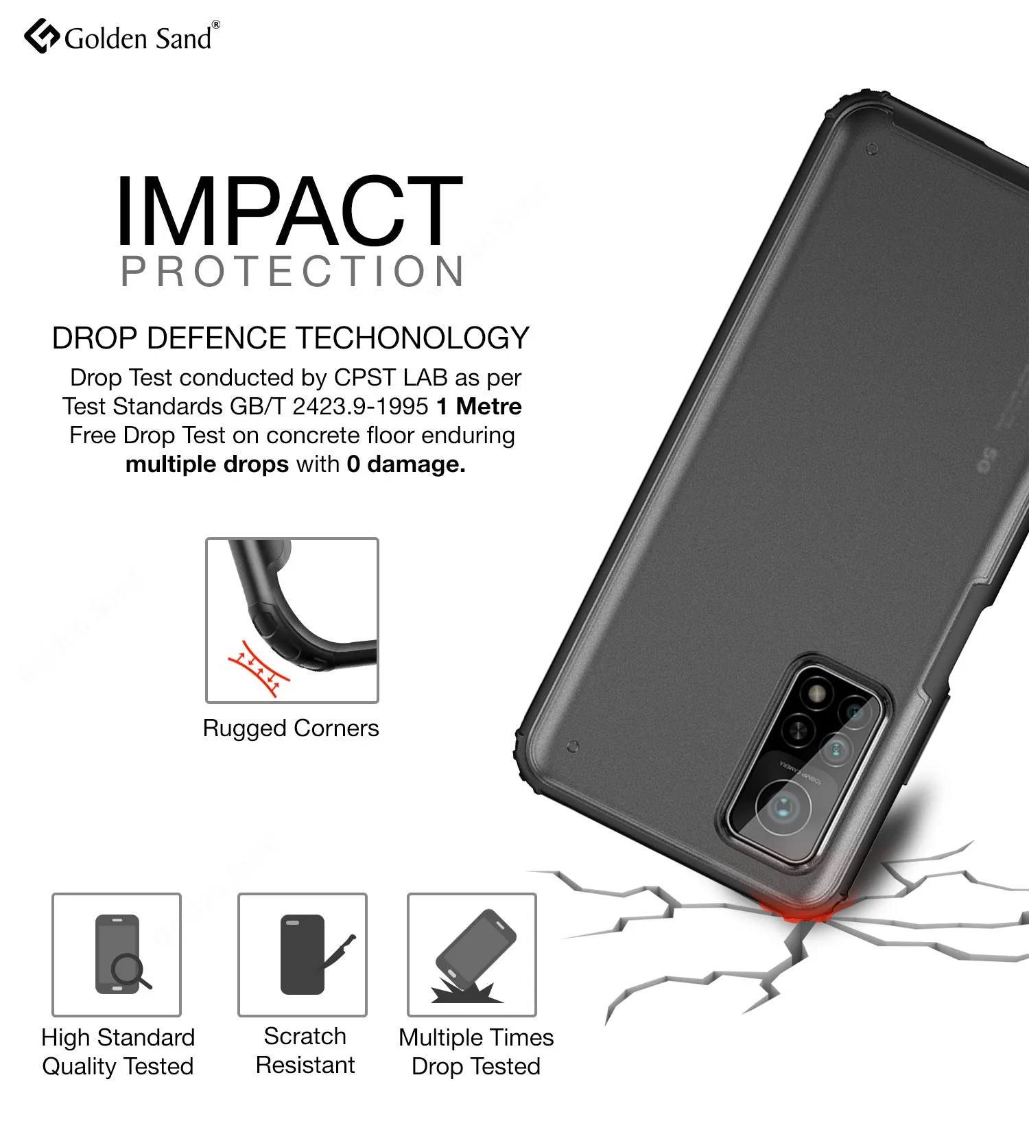Rugged Frosted Semi Transparent PC Shock Proof Slim Back Cover for Xiaomi Mi 10T Pro, Mi10T, Black
