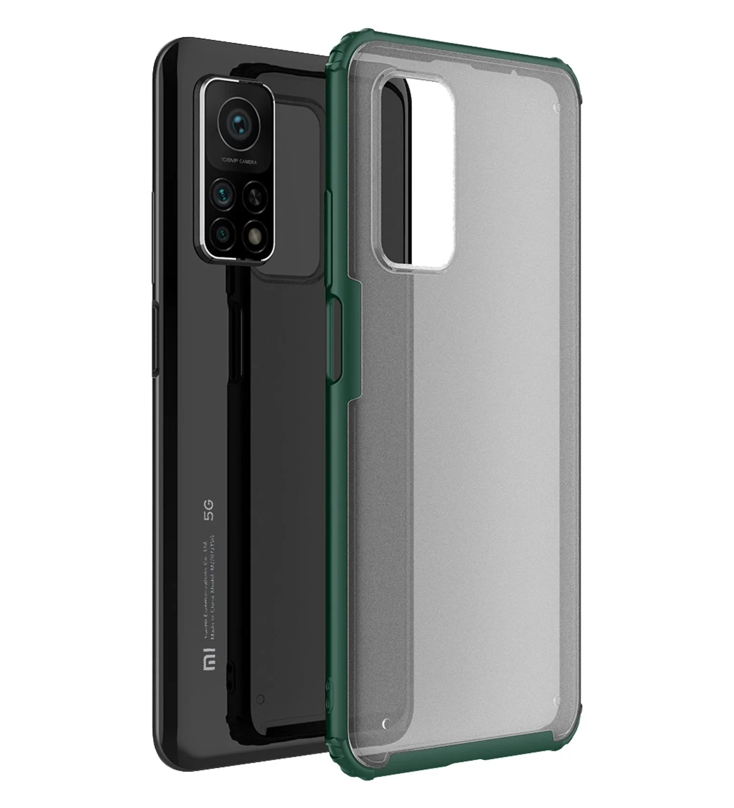Rugged Frosted Semi Transparent PC Shock Proof Slim Back Cover for Xiaomi Mi 10T Pro, Mi10T, Green