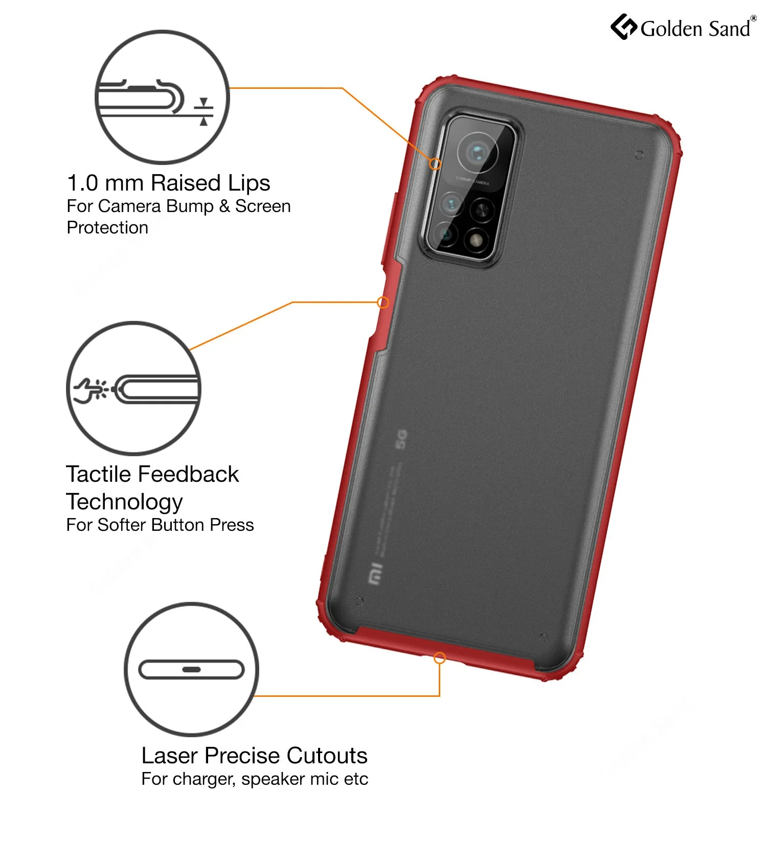 Rugged Frosted Semi Transparent PC Shock Proof Slim Back Cover for Xiaomi Mi 10T Pro, Mi10T, Red