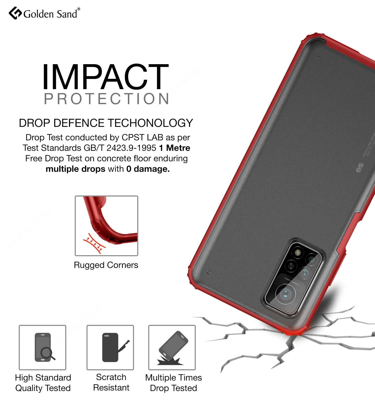 Rugged Frosted Semi Transparent PC Shock Proof Slim Back Cover for Xiaomi Mi 10T Pro, Mi10T, Red