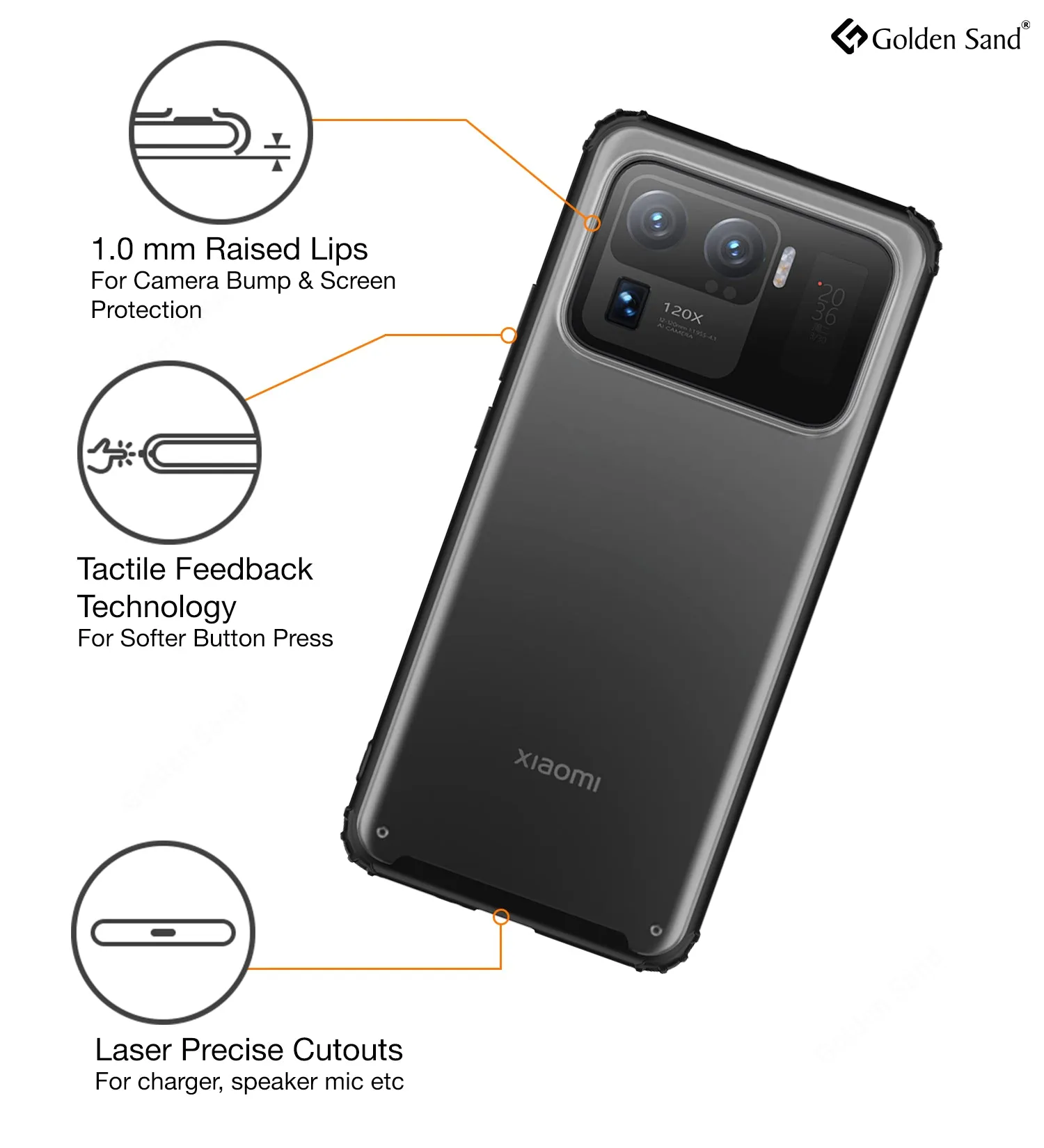 Rugged Frosted Semi Transparent PC Shock Proof Slim Back Cover for Xiaomi Mi 11 Ultra, 6.81 inch, Black