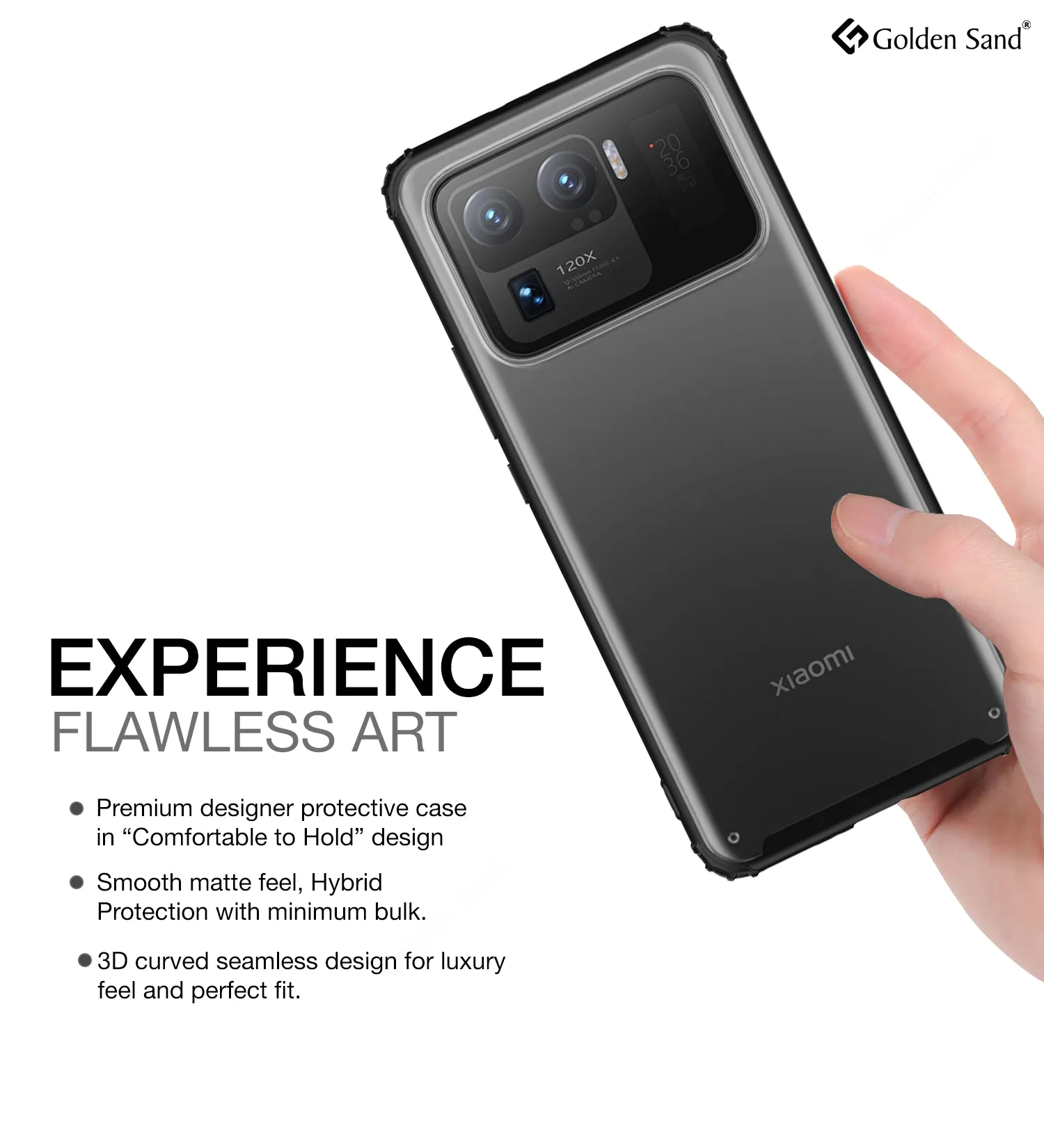 Rugged Frosted Semi Transparent PC Shock Proof Slim Back Cover for Xiaomi Mi 11 Ultra, 6.81 inch, Black