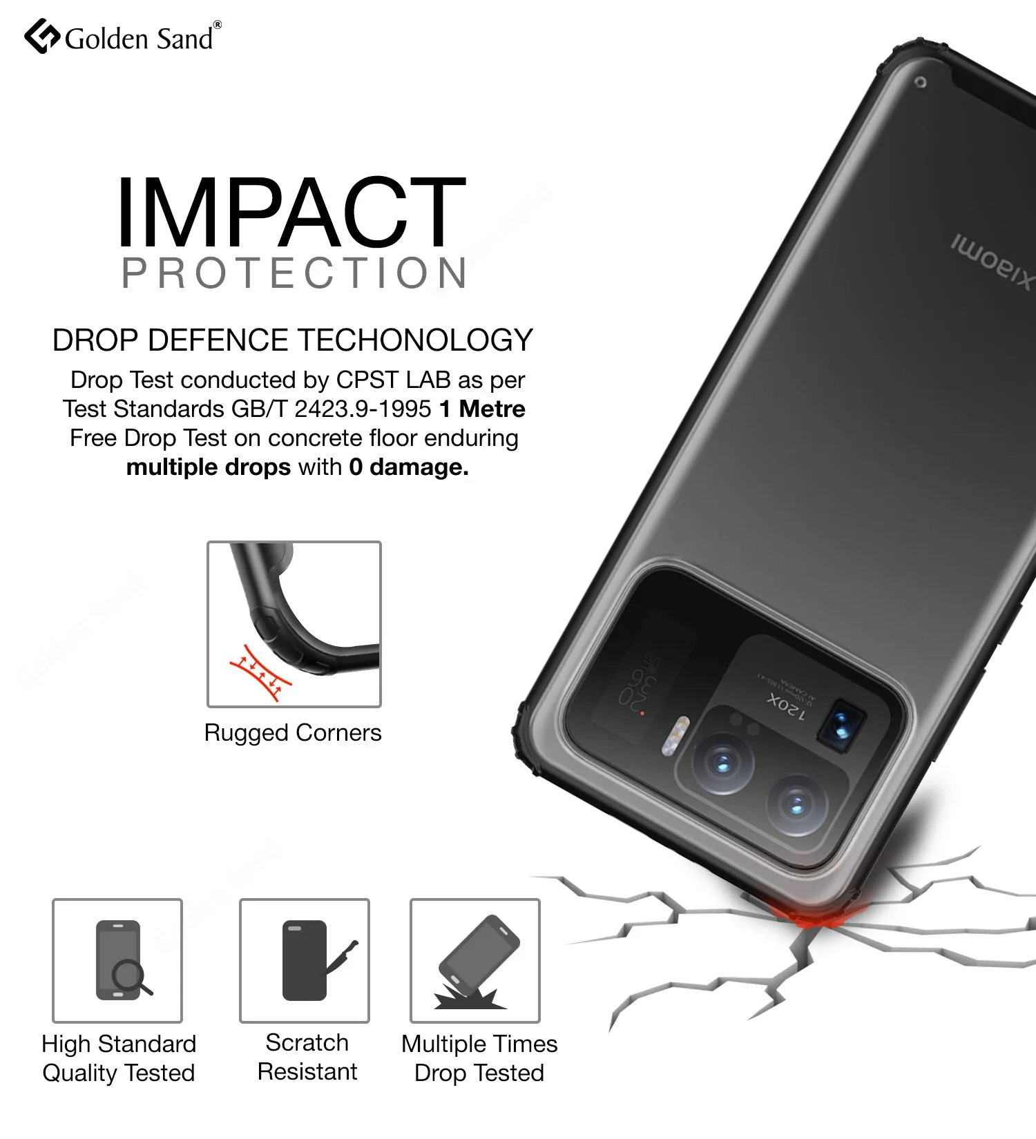 Rugged Frosted Semi Transparent PC Shock Proof Slim Back Cover for Xiaomi Mi 11 Ultra, 6.81 inch, Black